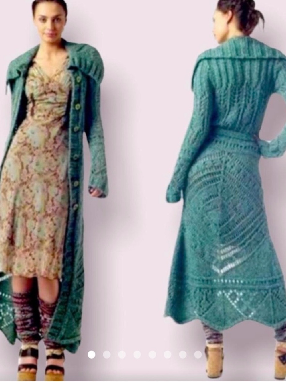 Free People Budapest Daydream Duster Cardigan 2006 Archive Boho Maxi Sweater M - Picture 4 of 9